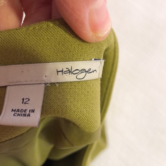 Nordstrom Halogen green mid length skirt.  Fully lined.  Size 12 - Picture 7 of 9